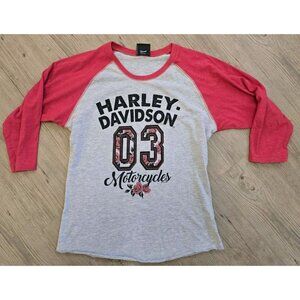 Harley Davidson Motorcycles Chandler Arizona 3/4 Sleeve Baseball T Shirt Women M